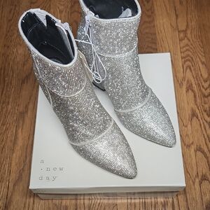Cailin Silver Glitter Ankle Boots